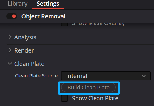 build clean plate remove object davinci resolve
