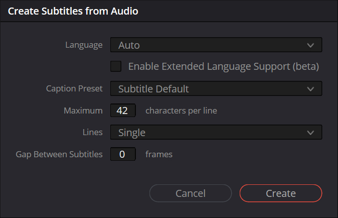 create subtitles from audio DaVinci Resolve shortcut