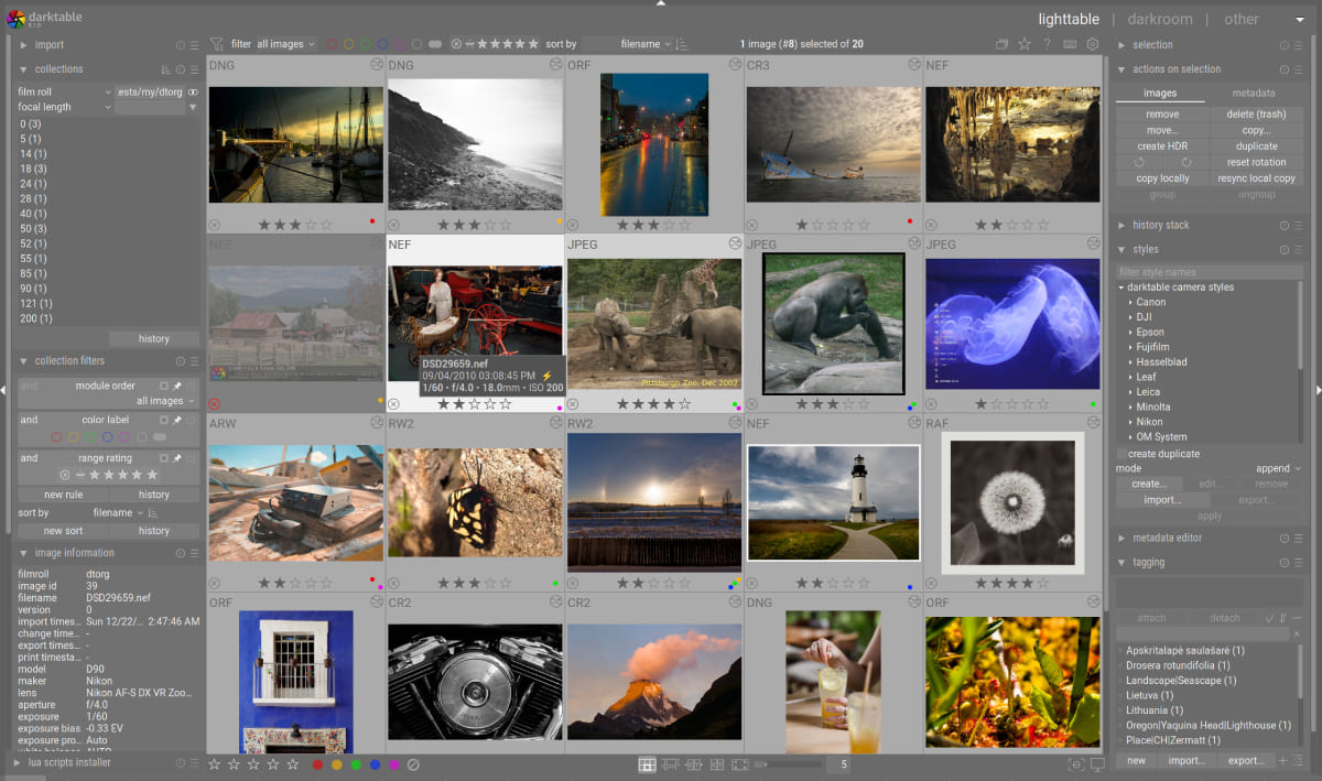 darktable photo editing software
