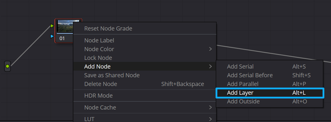 DaVinci Resolve add layer node