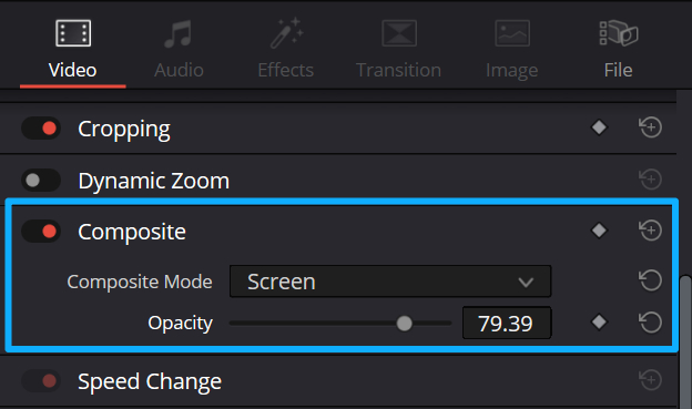 DaVinci Resolve composite mode