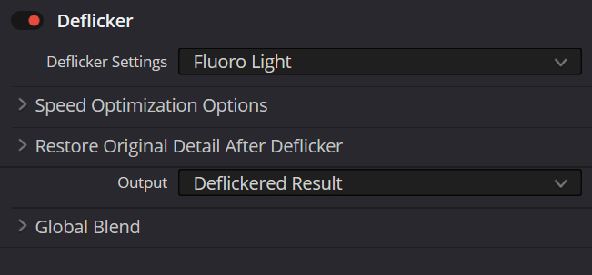 DaVinci Resolve deflicker Fluorescent