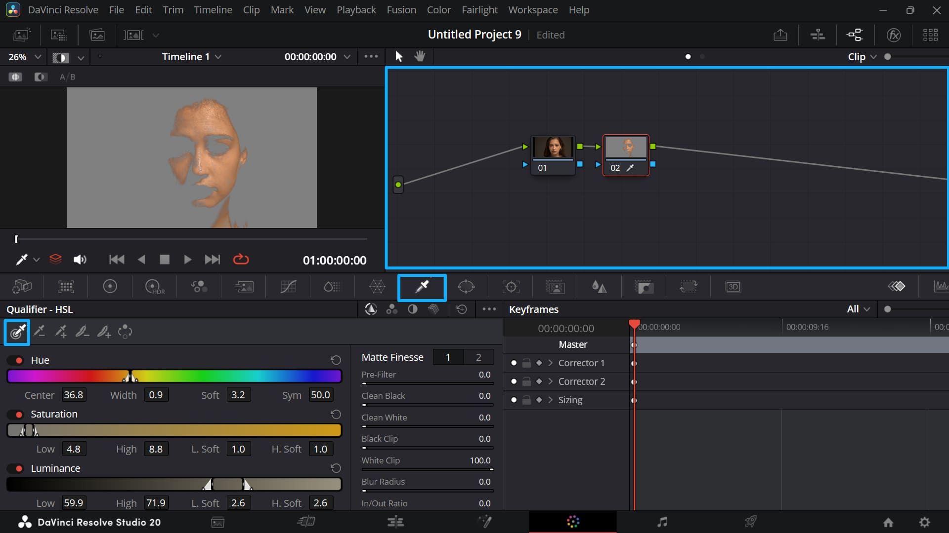 DaVinci Resolve HSL Qualifier