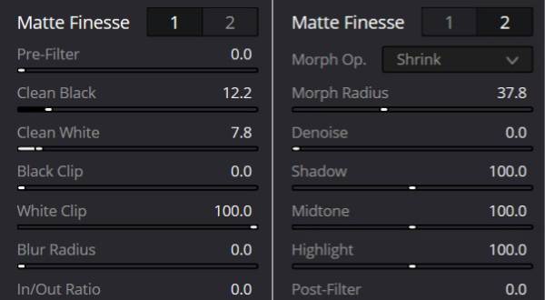 DaVinci Resolve matte finesse