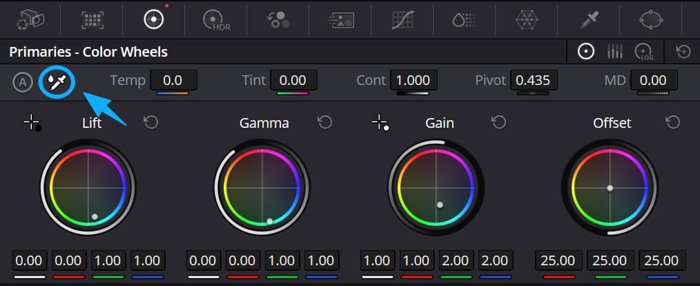 DaVinci Resolve white balance tool