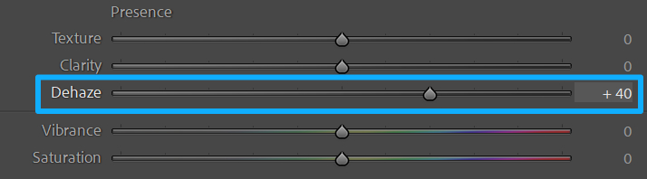 dehaze slider in Lightroom