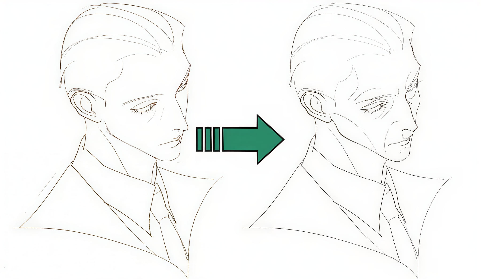 draw young vs old person comparison