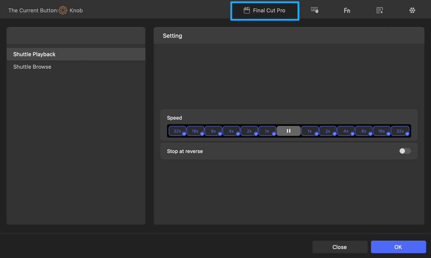 Final Cut Pro TourBox feature