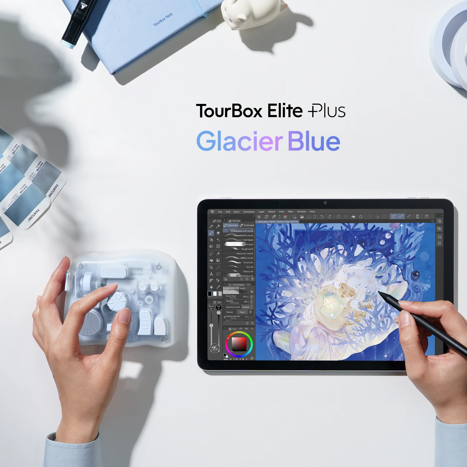 TourBox Elite Plus - Glacier Blue
