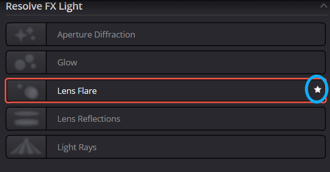 how to add effect to favorite in DaVinci Resolve