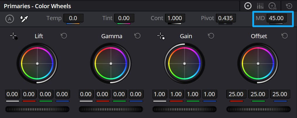 how to adjust midtone detail DaVinci Resolve
