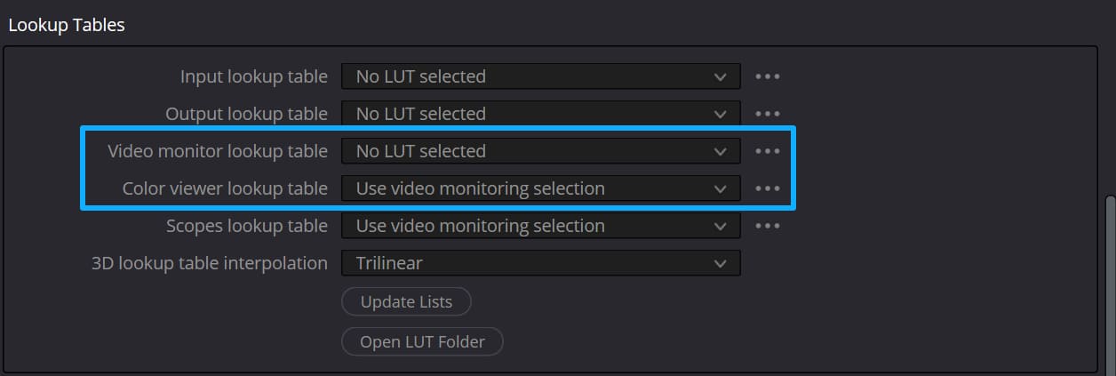 how to apply calibration LUT DaVinci Resolve