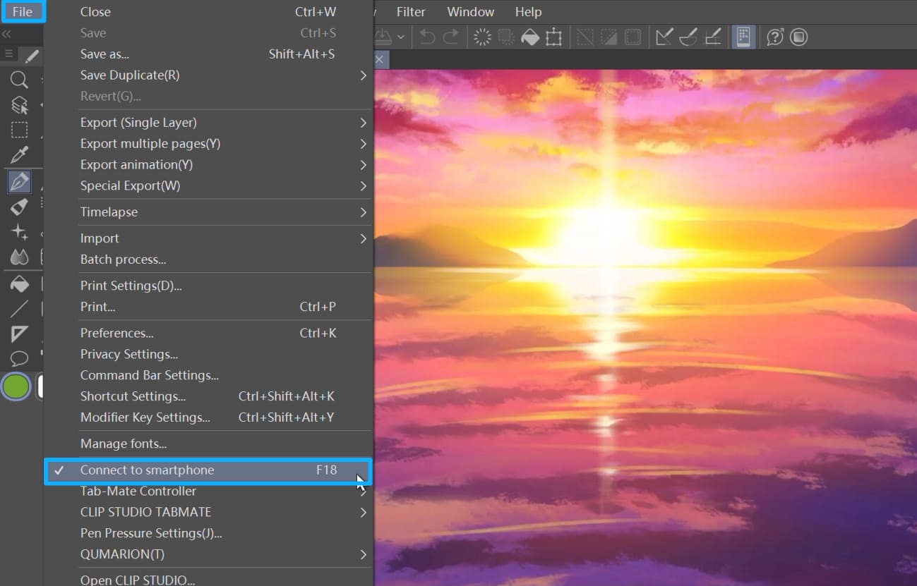 how to connect to smartphone Clip Studio Paint