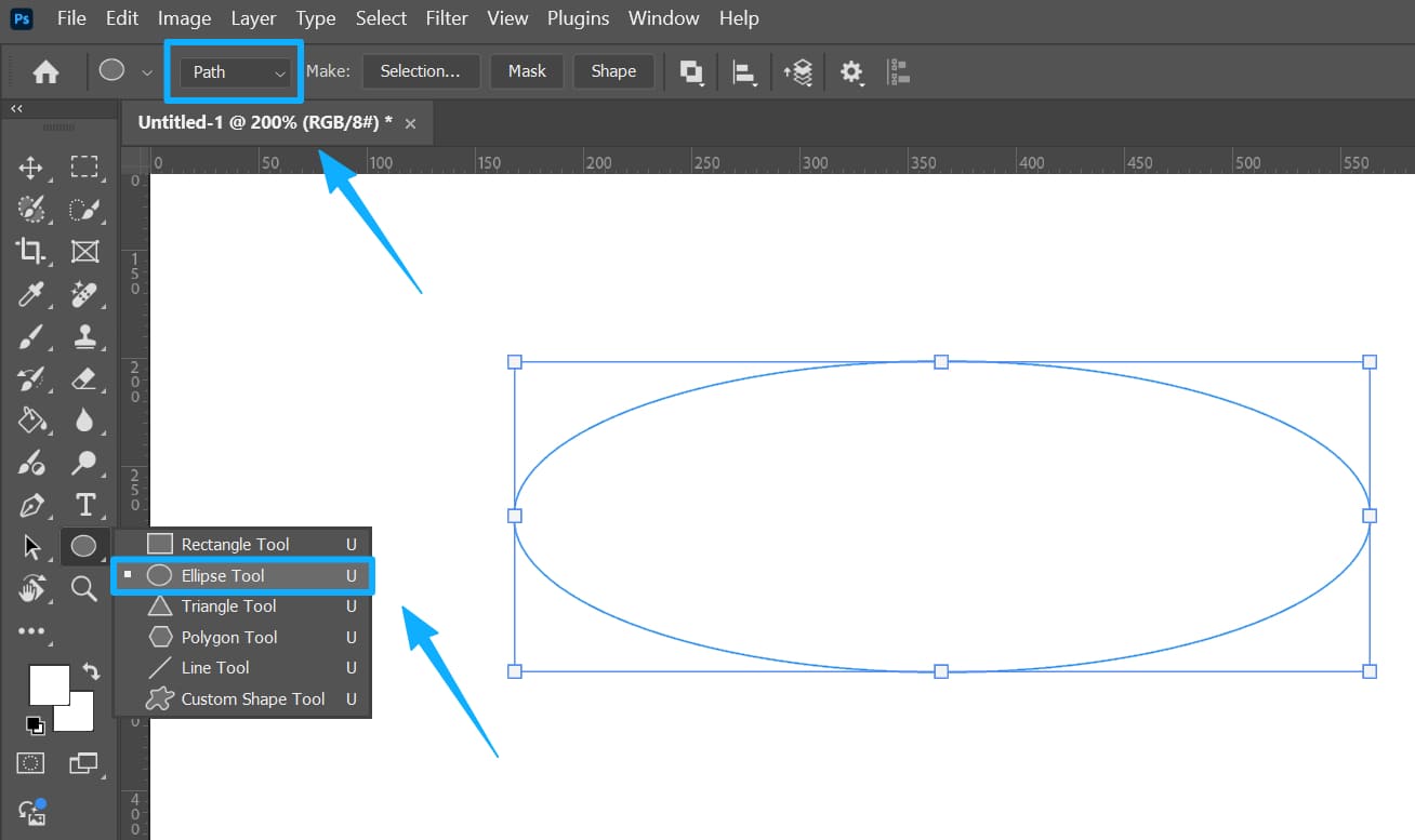 how to curve text using Photoshop shape tool