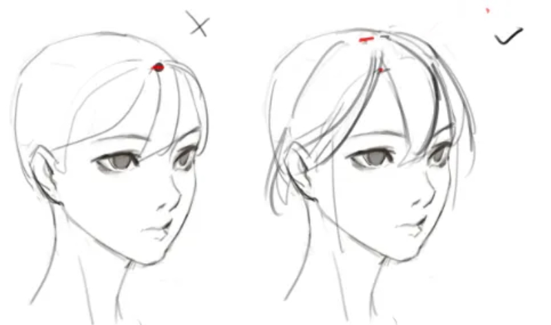 how to draw bangs