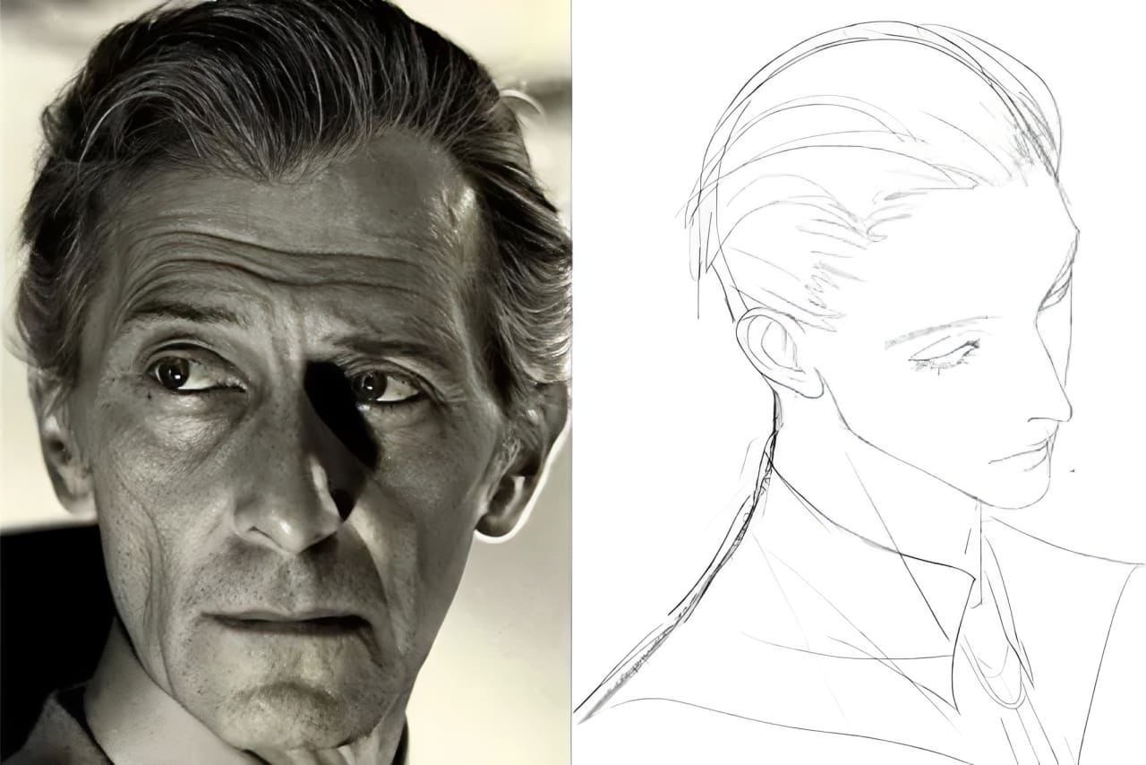 how to draw old person face shape