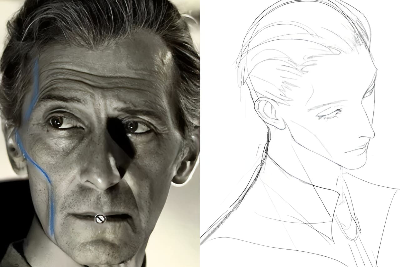 how to draw old person face structure