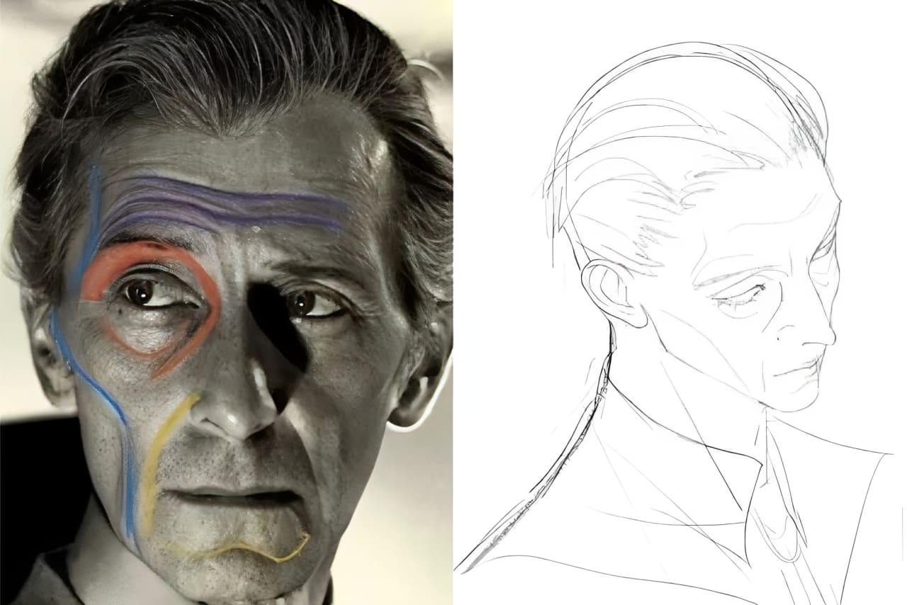 how to draw old person forehead
