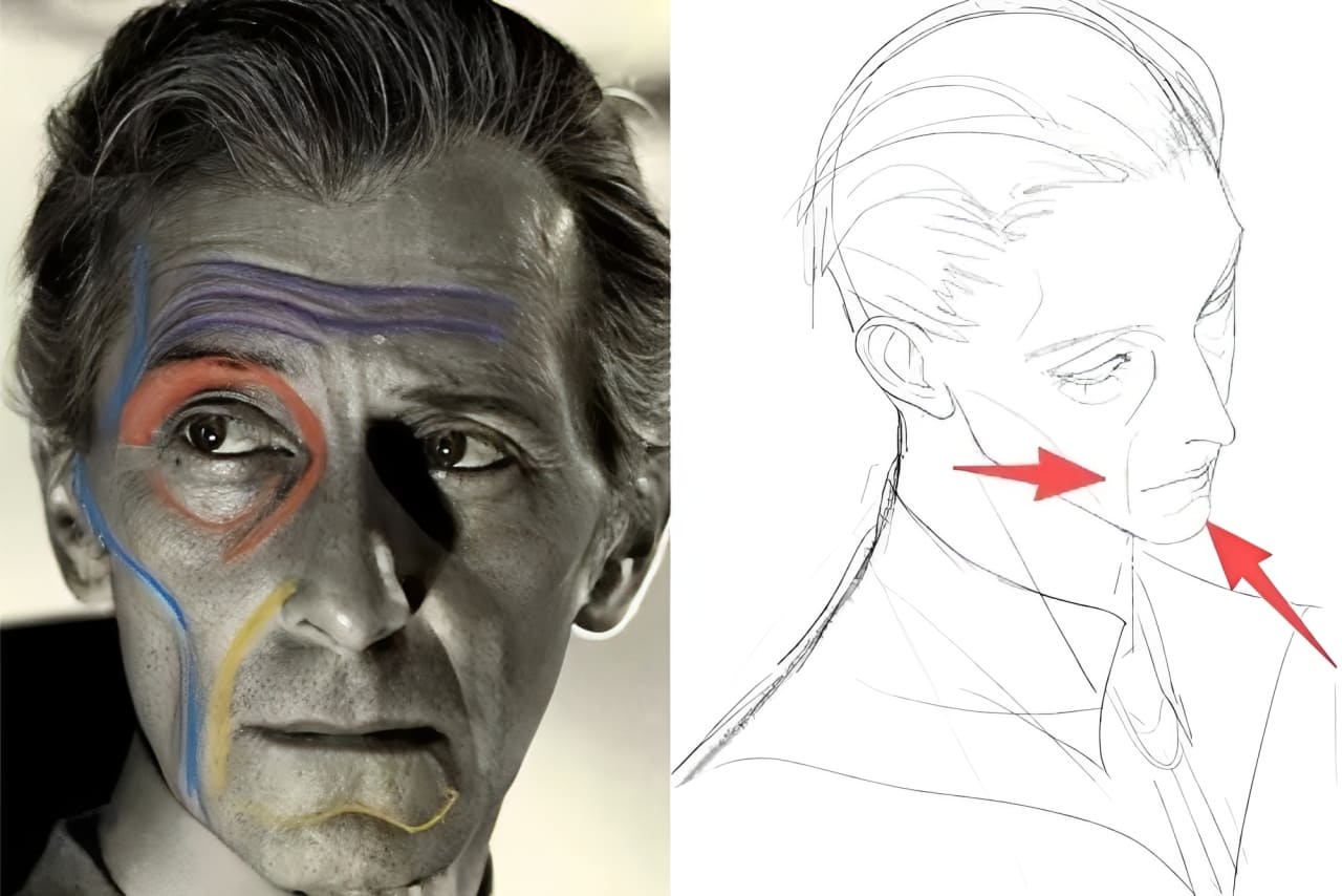 how to draw old person mouth area