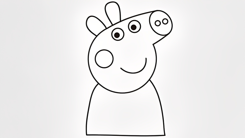 how to draw peppa pig body outline