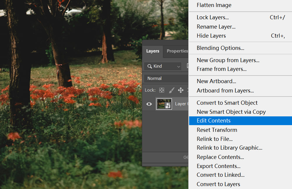 how to edit contents in Photoshop smart objects