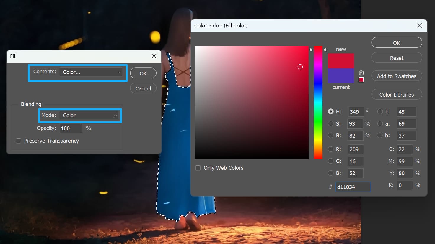 how to fill with a color in photoshop