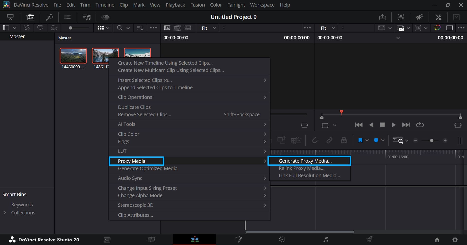 how to generate proxy media DaVinci Resolve