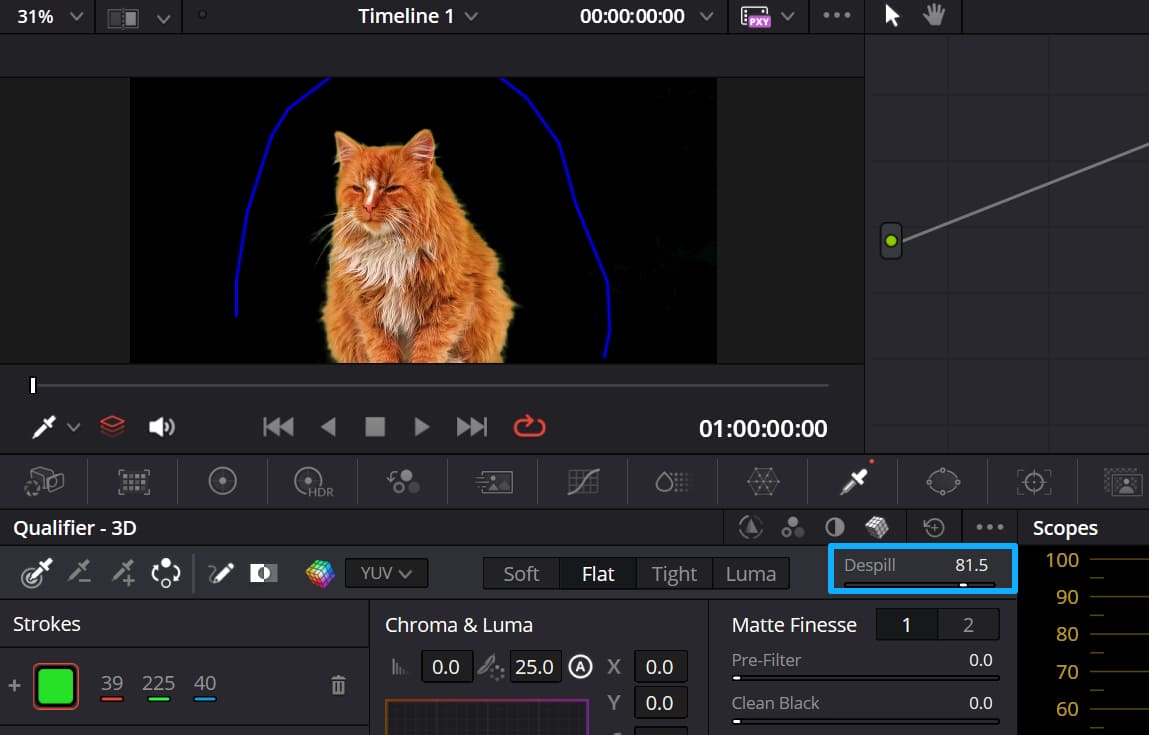 how to get rid of green screen in DaVinci Resolve