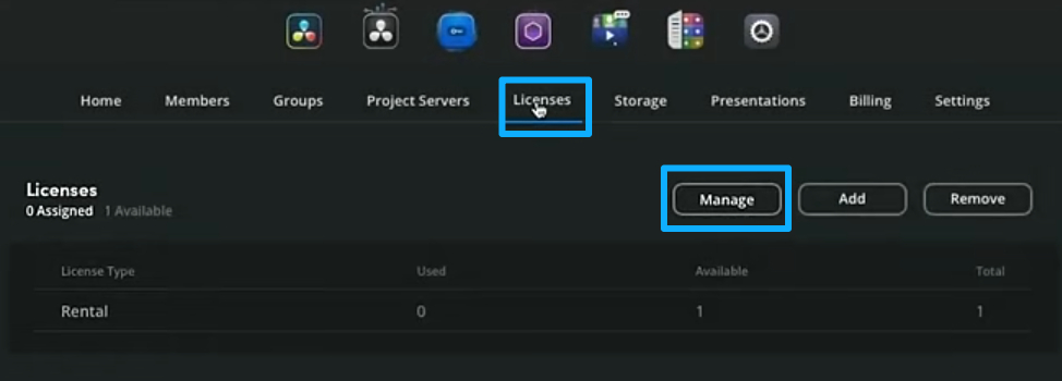 how to open license manager DaVinci Resolve