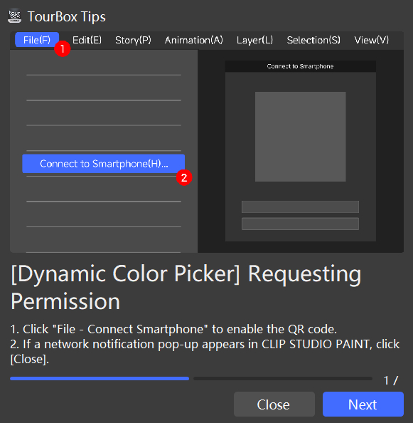 how to start TourBox Dynamic Color Picker