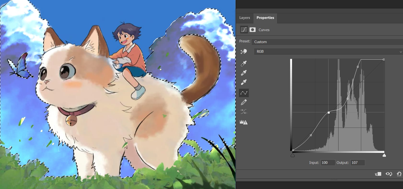 how to use curve to change color locally
