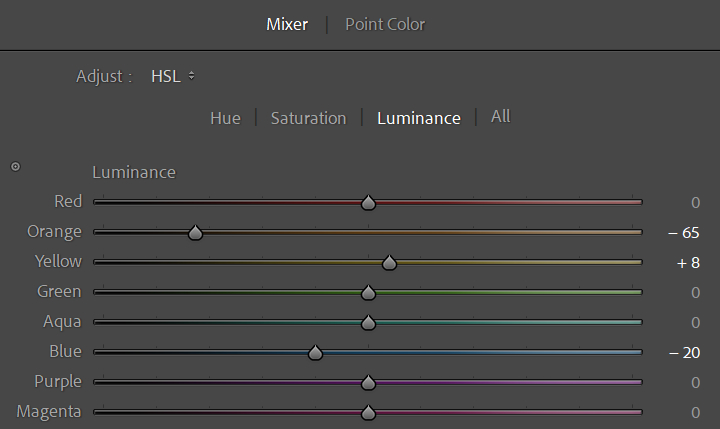how to use hsl luminance