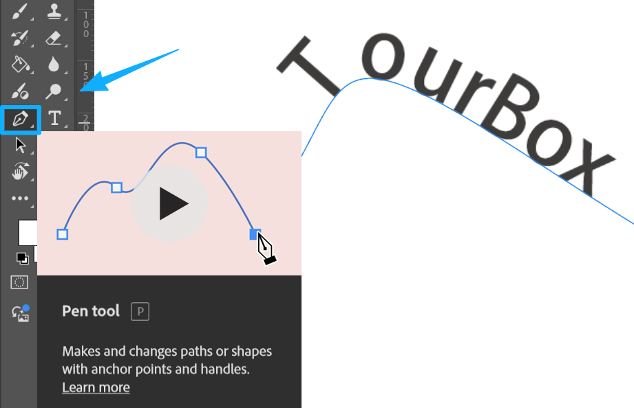 how to use pen tool to curve text
