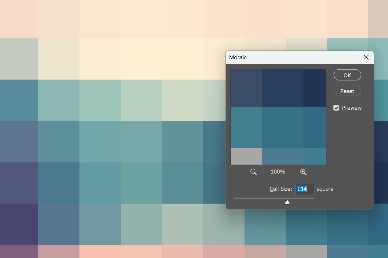 how to use Photoshop mosaic filter