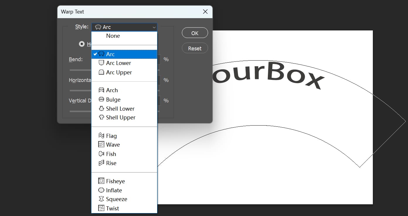 how to warp text in Photoshop