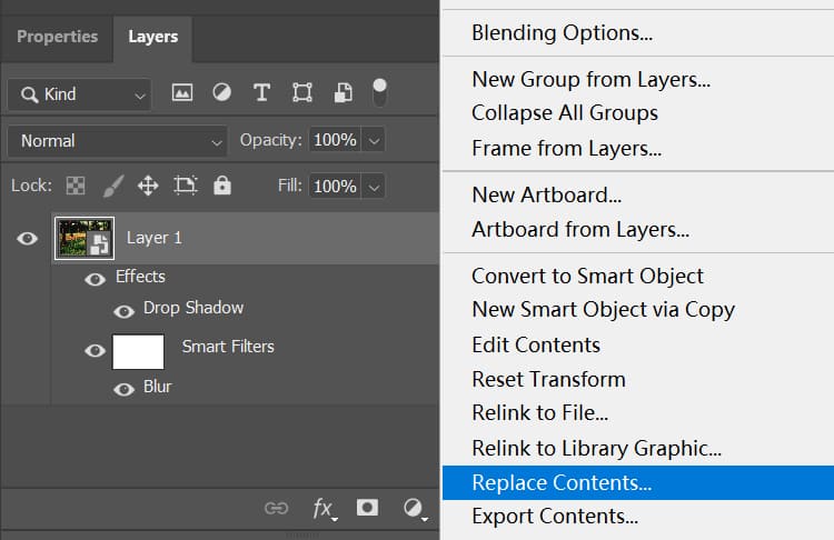 how to replace smart object content