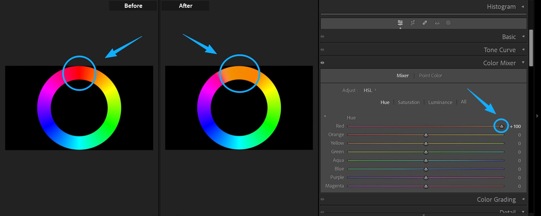 hsl panel hue control