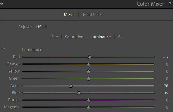 hsl panel in color mixer