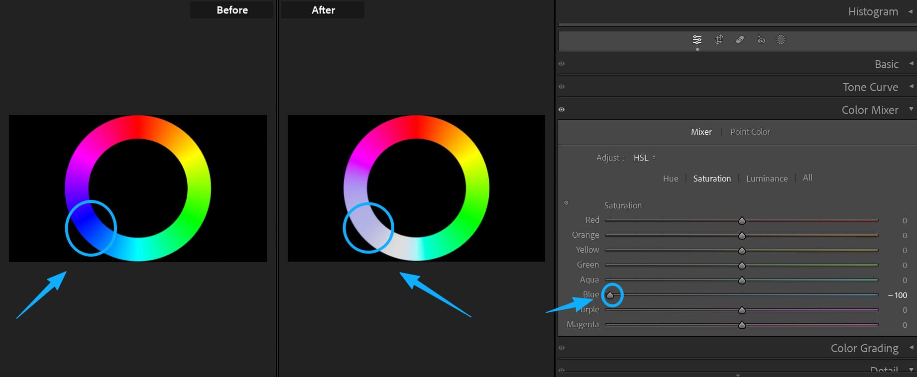 hsl panel saturation control