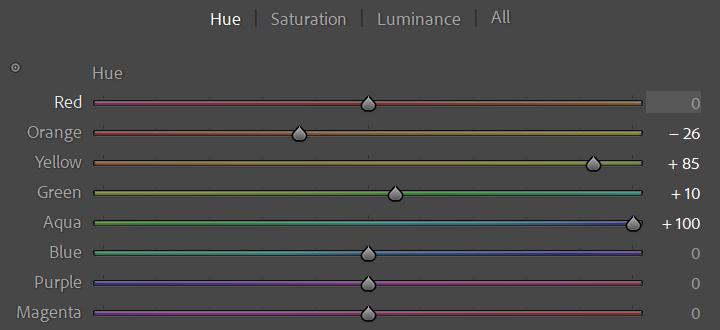 hue adjustment for lightroom