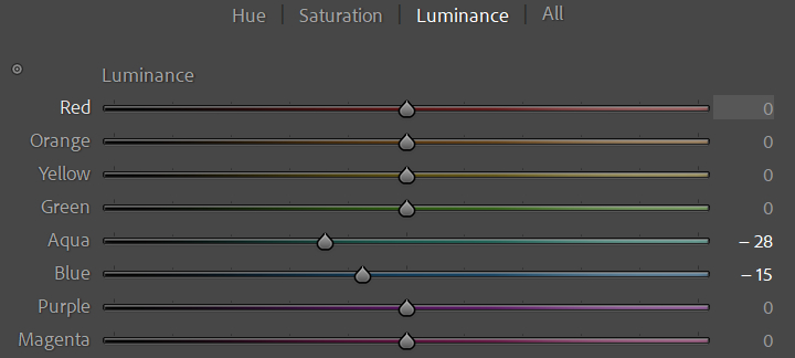 luminance adjustment lightroom