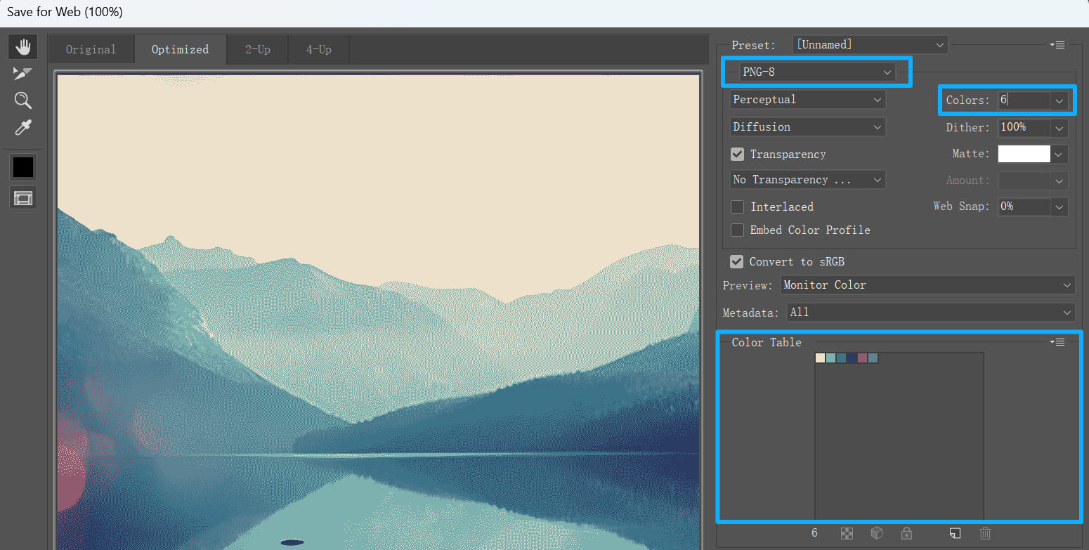 Photoshop color palette