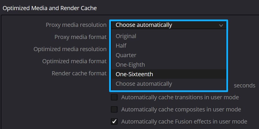 proxy media resolution DaVinci Resolve