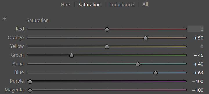 saturation adjustment lightroom