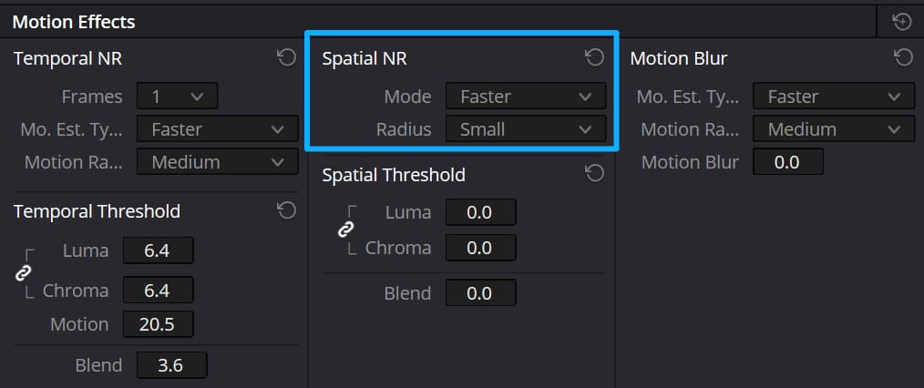 spatial noise reduction DaVinci Resolve