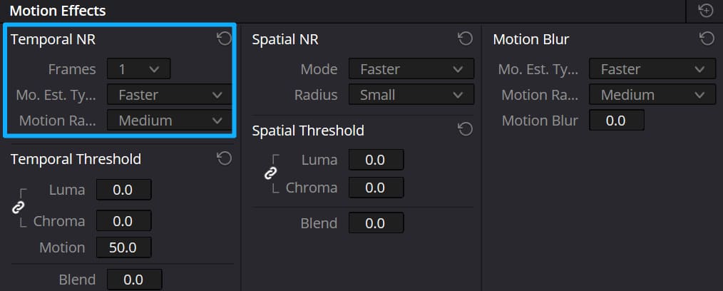 temporal noise reduction DaVinci Resolve