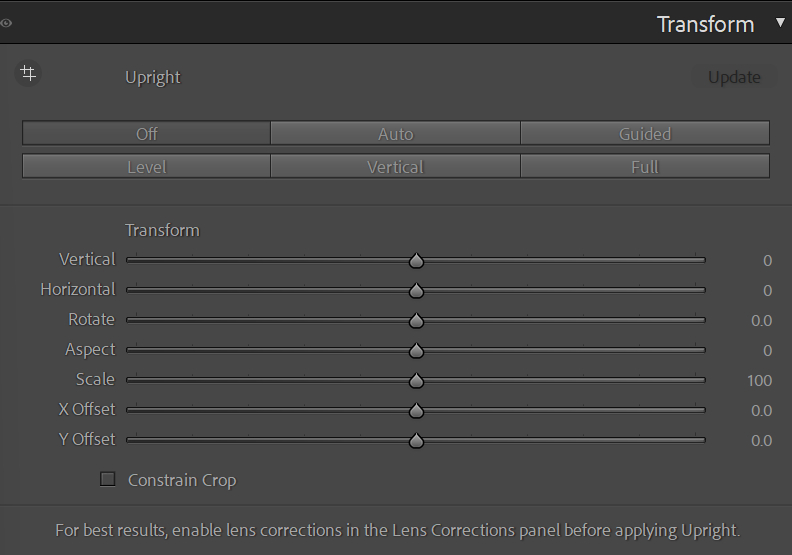 transform tool lightroom
