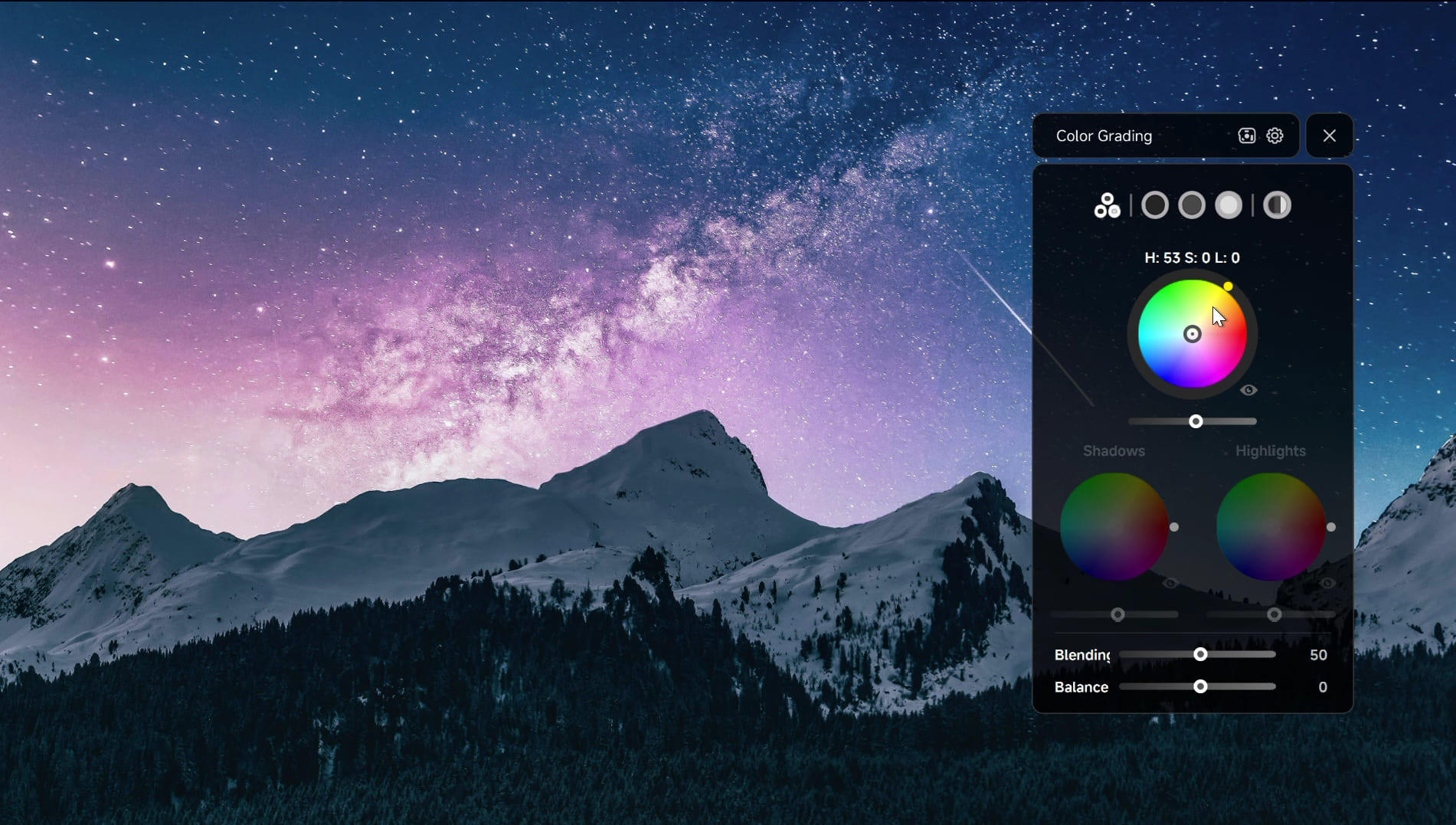 color grading in Dynamic Panel V2